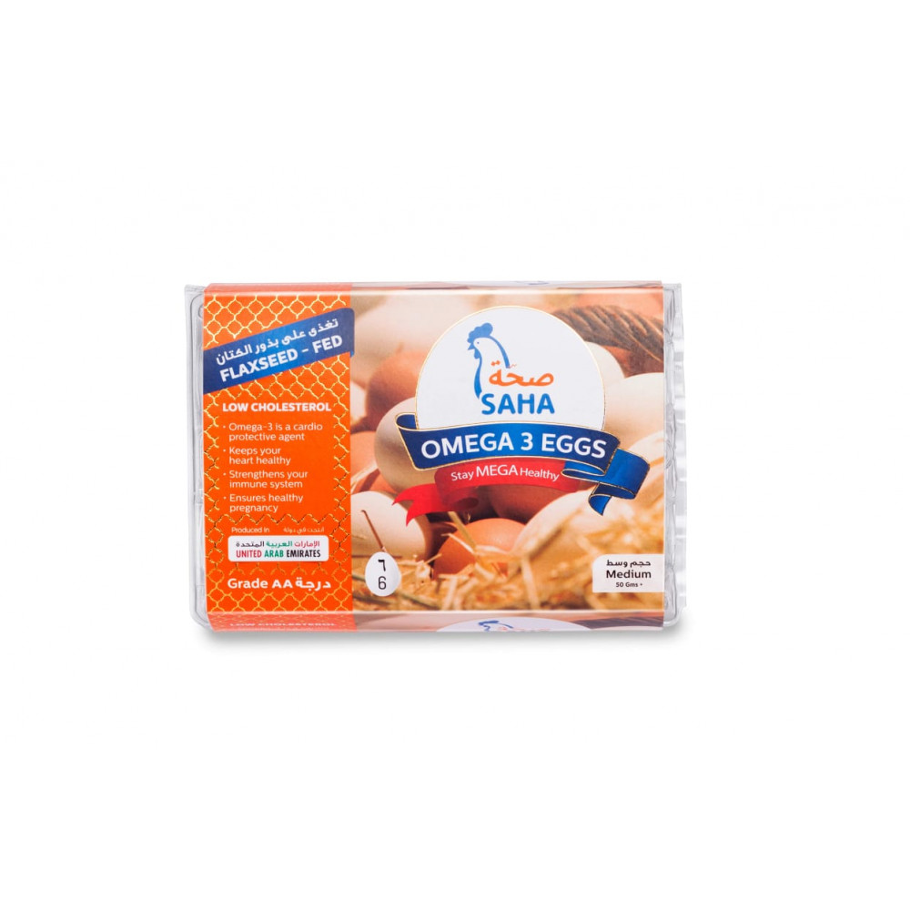 SAHA OMEGA3 EGGS WHITE 6s ( 60 Tray Per Carton ) Sinaha Platform